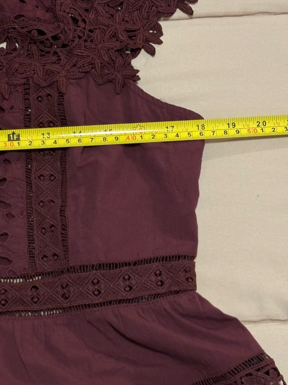 Anthropologie Sleeveless High-Neck Lace-Inset Blouse | Eyelet Button-Front Top - Picture 10 of 12